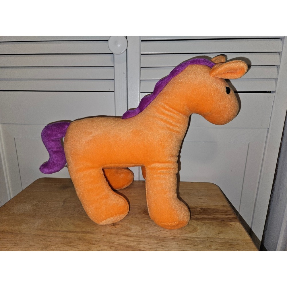 Sugar Loaf Orange Plush Horse Purple Mane Tail Soft Stuffed Animal Toy